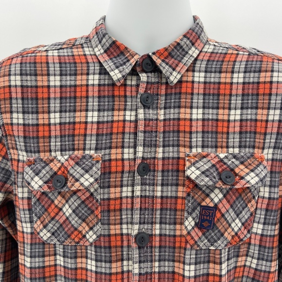Supreme AMC CO Orange & Gray Plaid Flannel - Picture 2 of 6